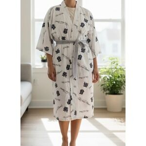 VTG Kimono Women's Summer Spa
Cotton Robe White Blue One Sz